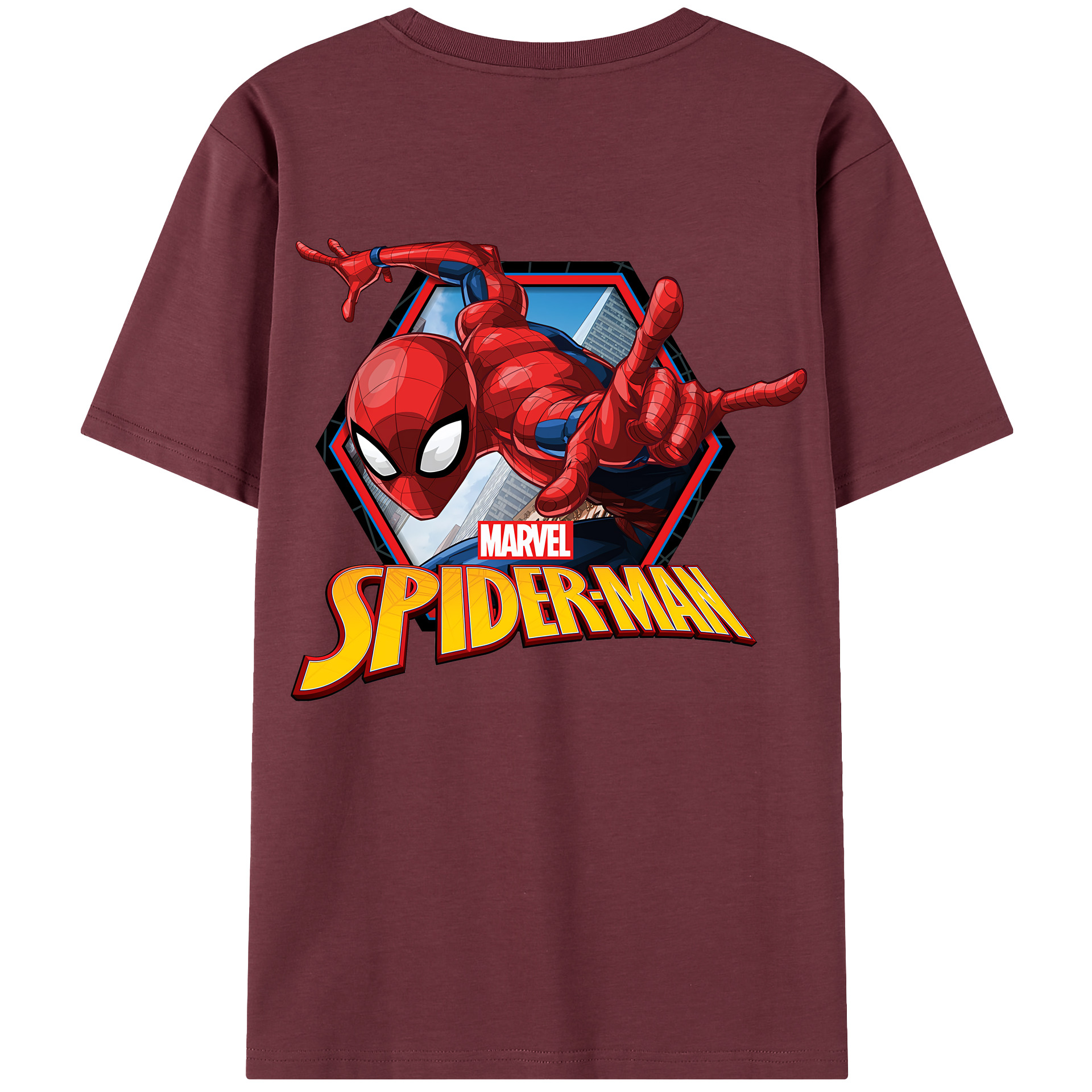 （画像用） Spider Man スパイダーマン 綿100％半袖Tシャツ（背面プリント）
